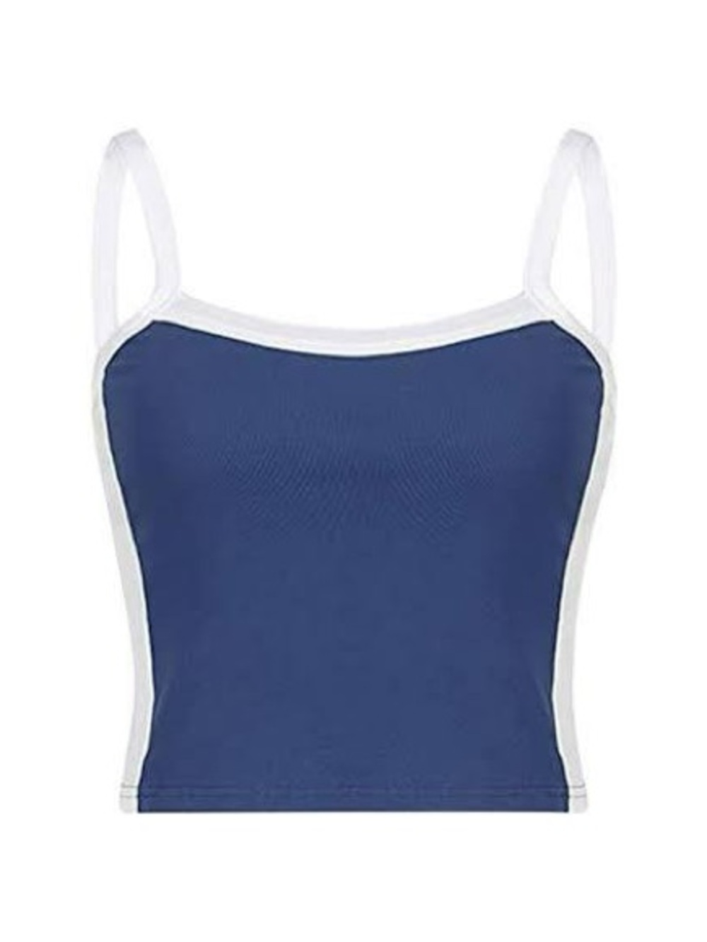 Women's Navy Blue Contrast-Trim Crop Tank